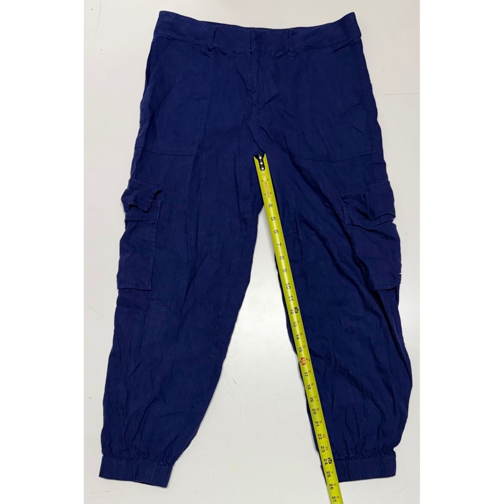 Alice‎ + Olivia Blue Linen Viscose Cargo Jogger Pants CC004404103 Womens 10